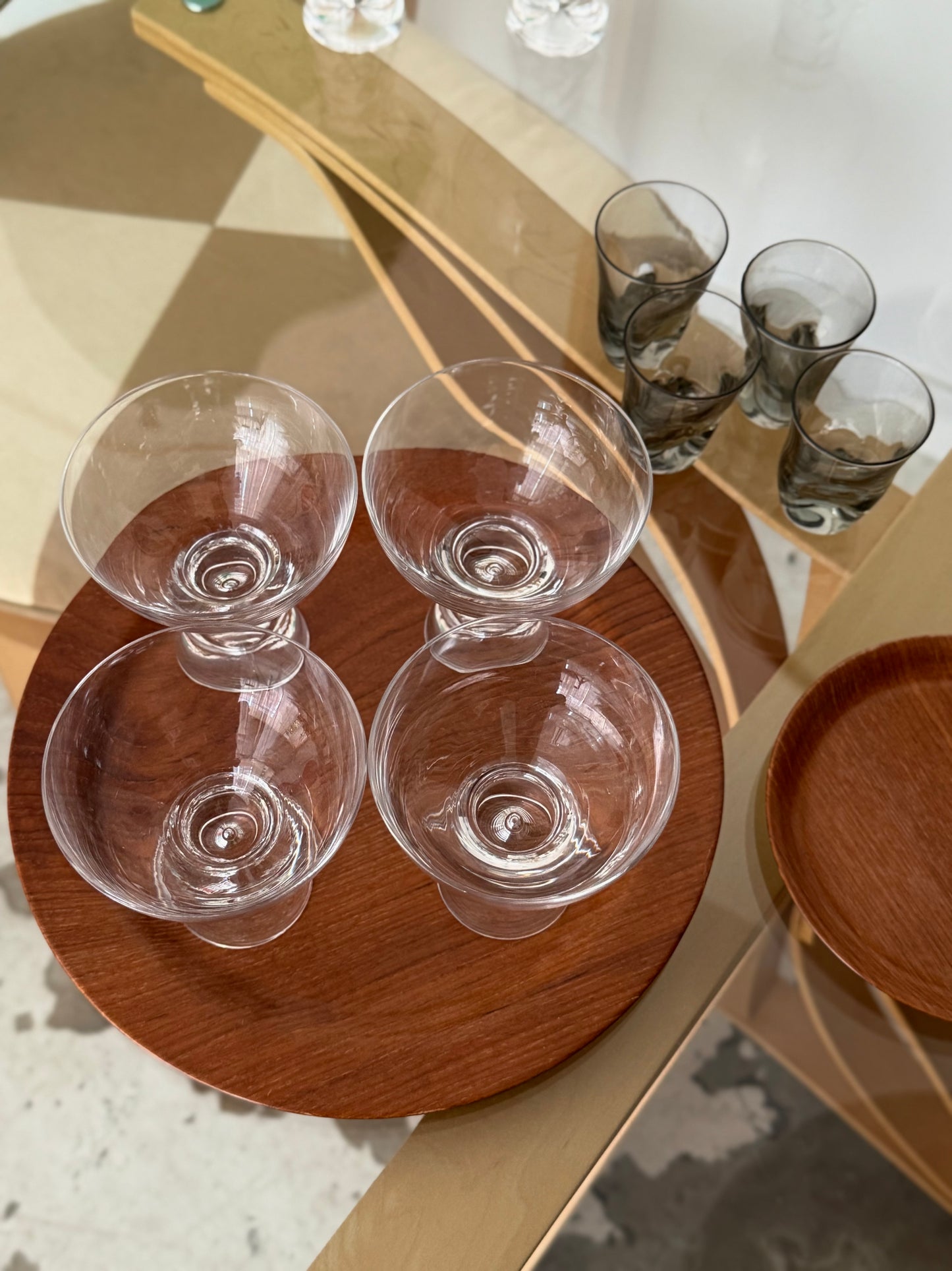 Medium round teak tray by Le Creuset