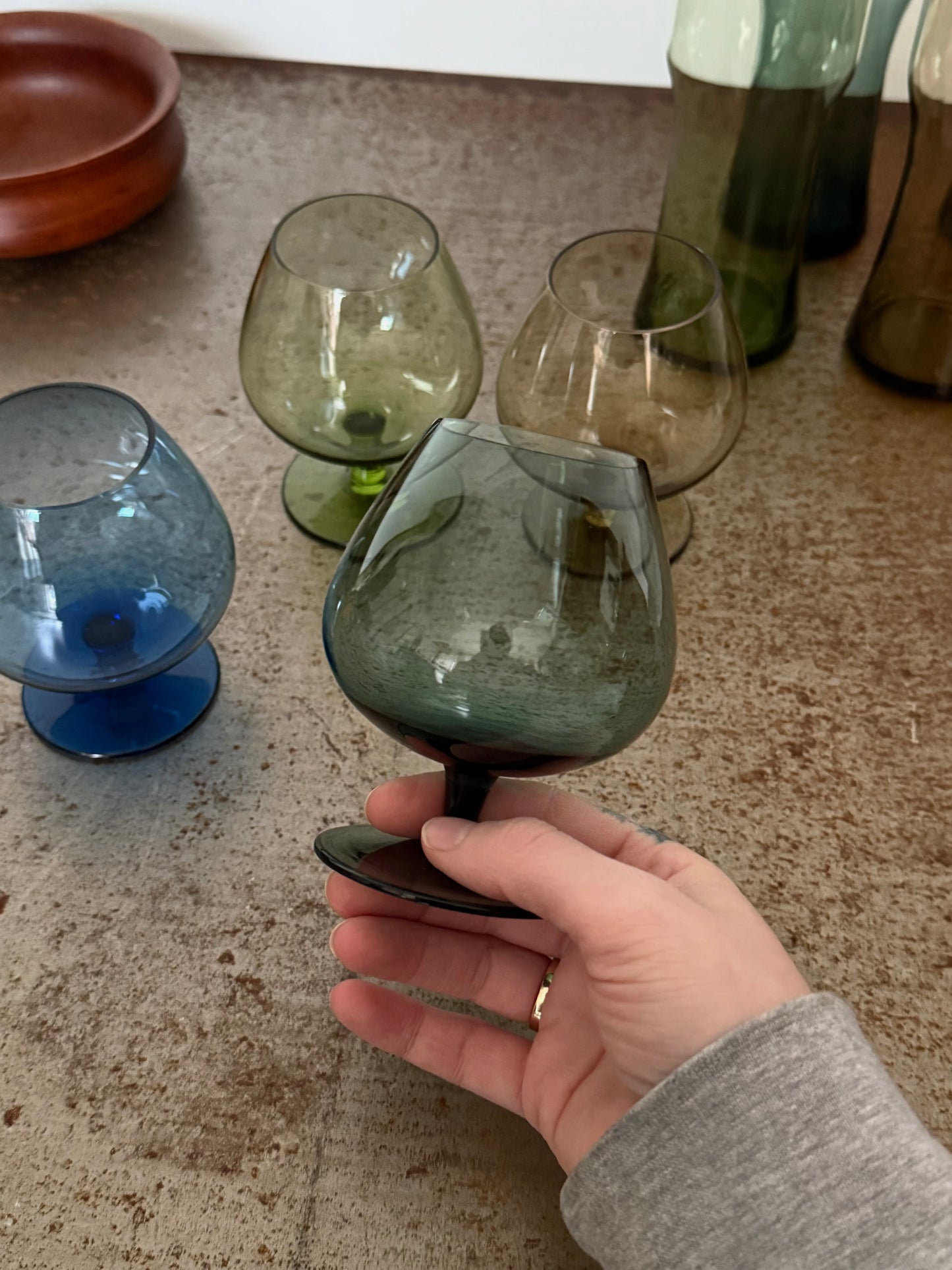 Set of four snifter glasses by Boussu