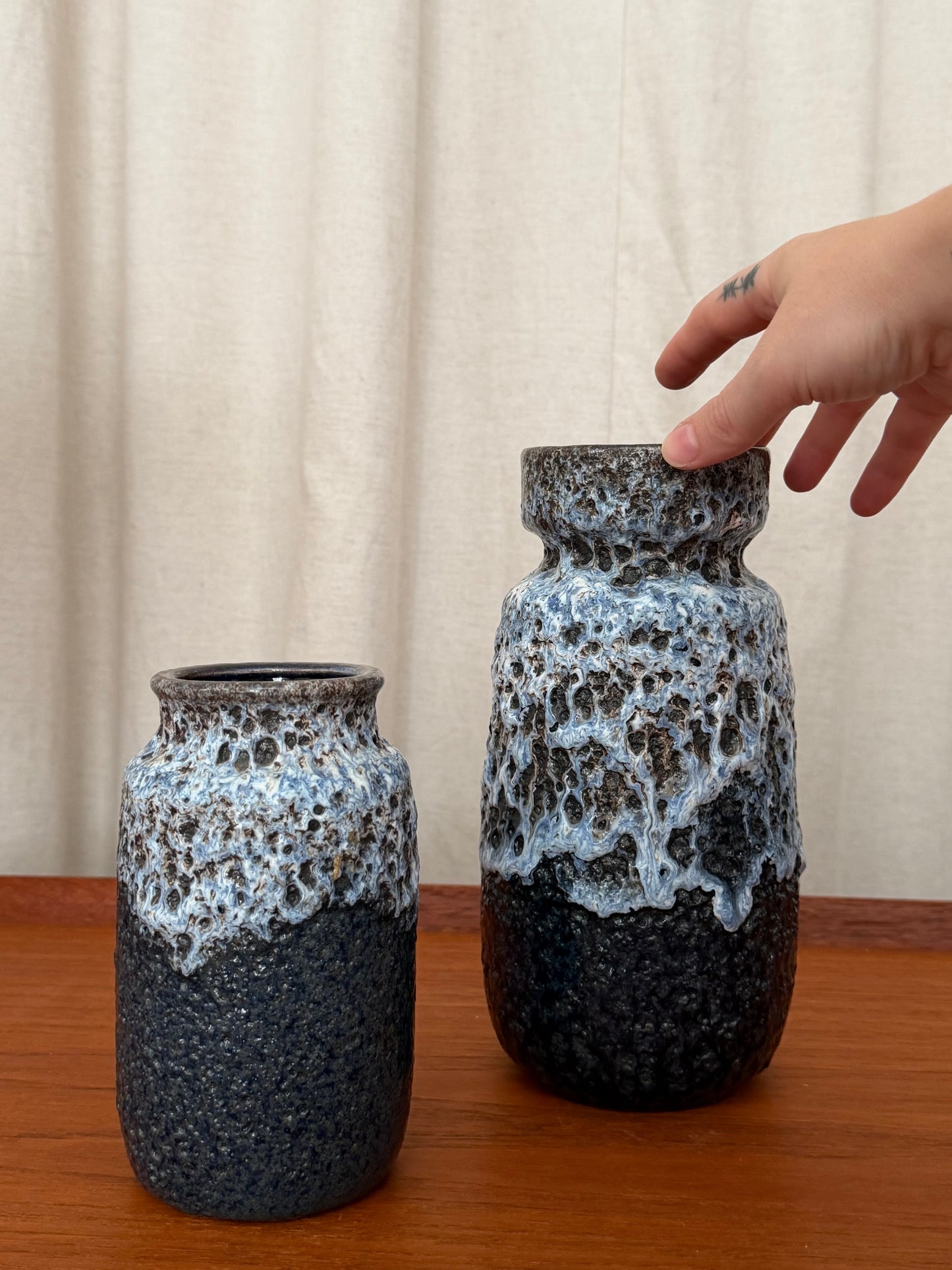 Set of two West Germany fat lava vases