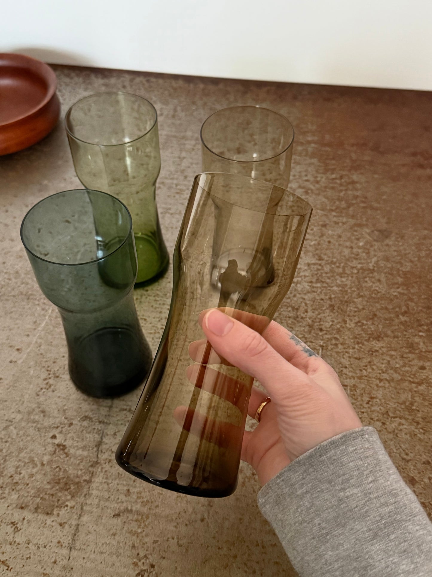 Set of four beer glasses by Boussu