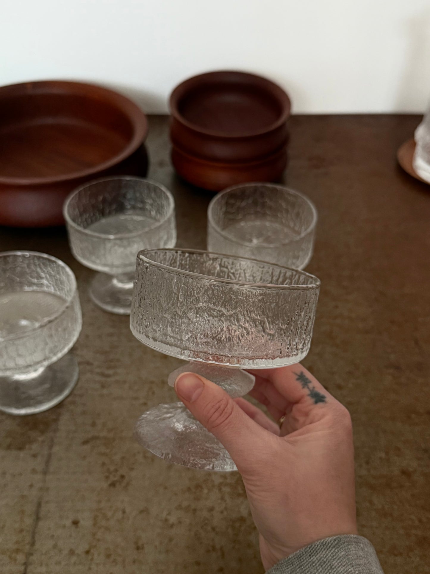 Set of 4 footed bowls by Timo Sarpaneva for Iittala