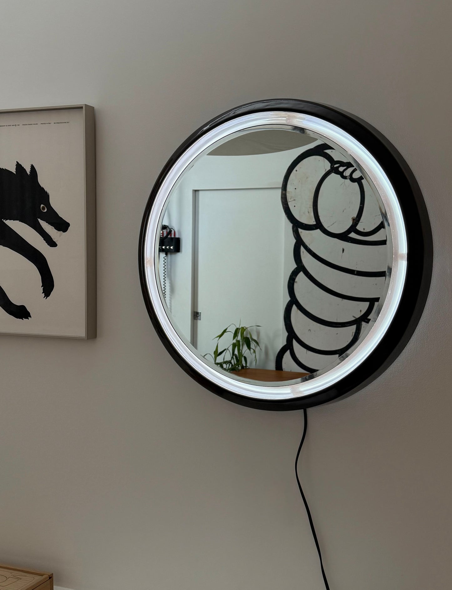 Backlit fibreglass mirror