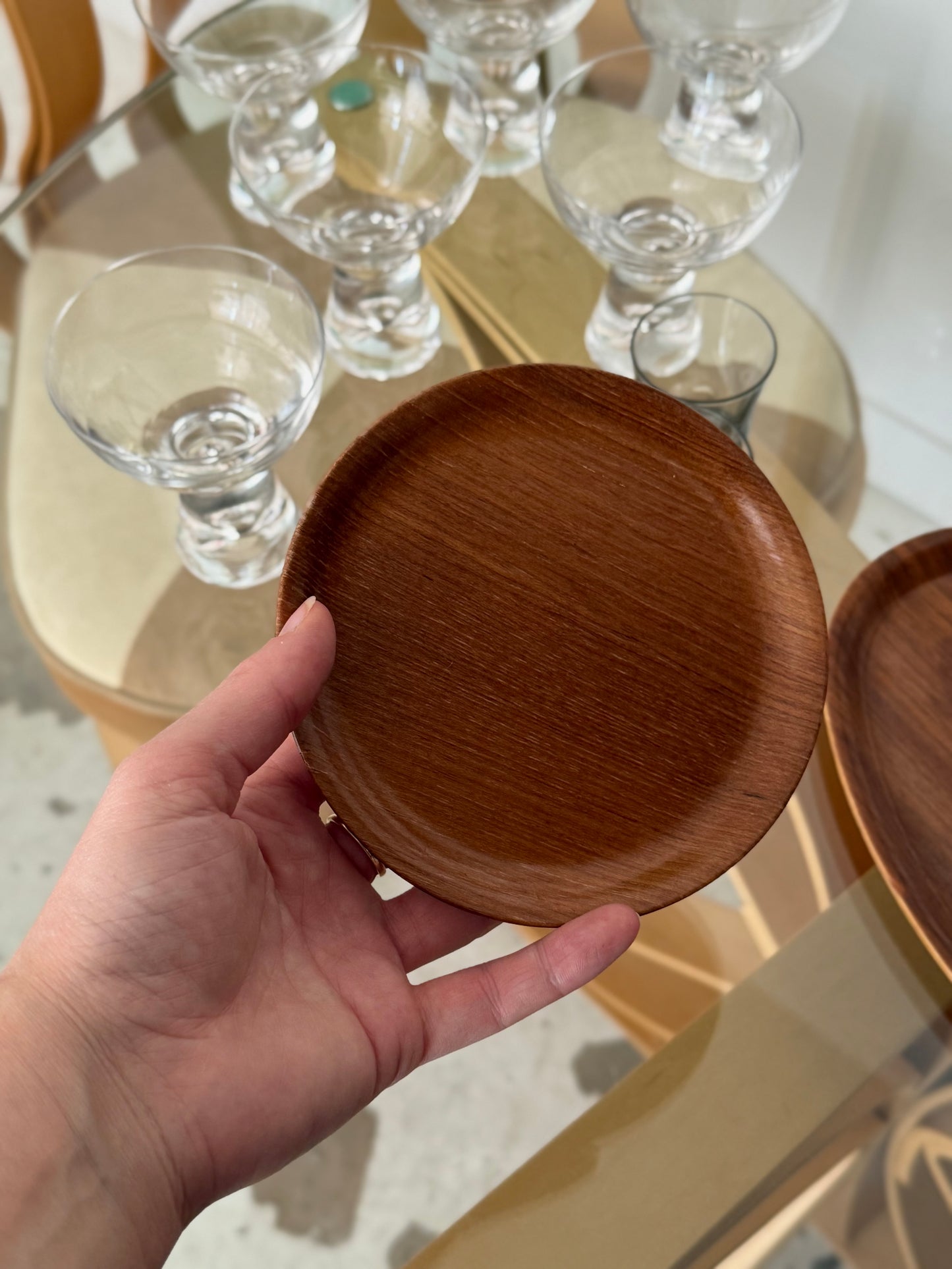 Small Round teak tray