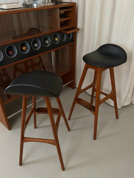 Pair of bar stools by Erik Buch for Oddense Maskinsnedkeri A/S