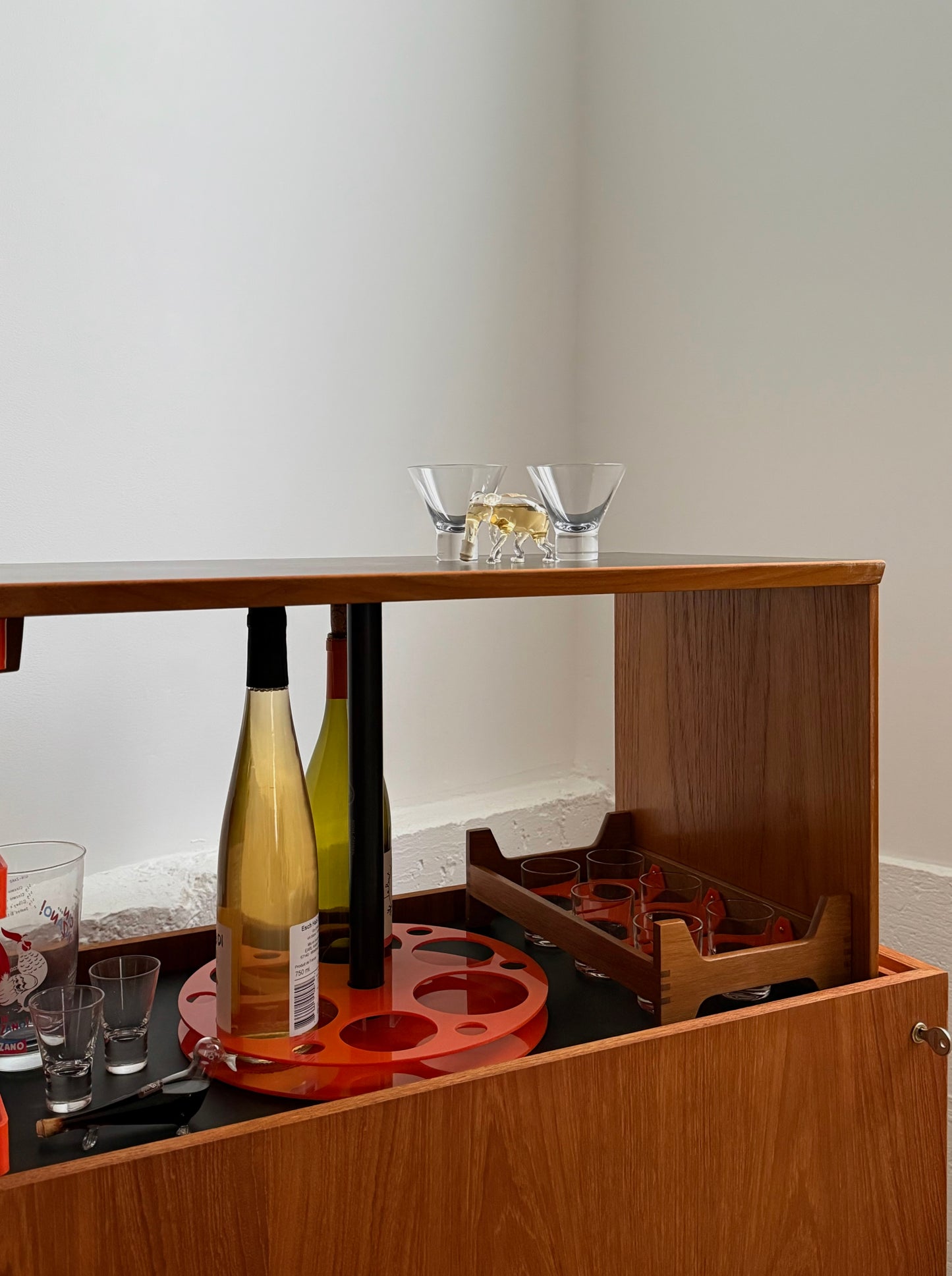 Teak hydraulic bar by Kai Kristiansen for Feldballe Møbler