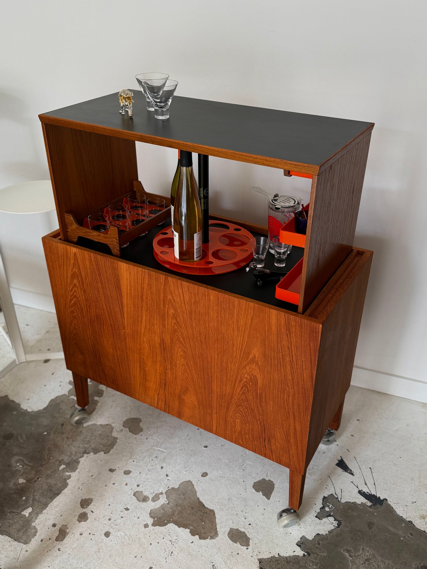 Teak hydraulic bar by Kai Kristiansen for Feldballe Møbler