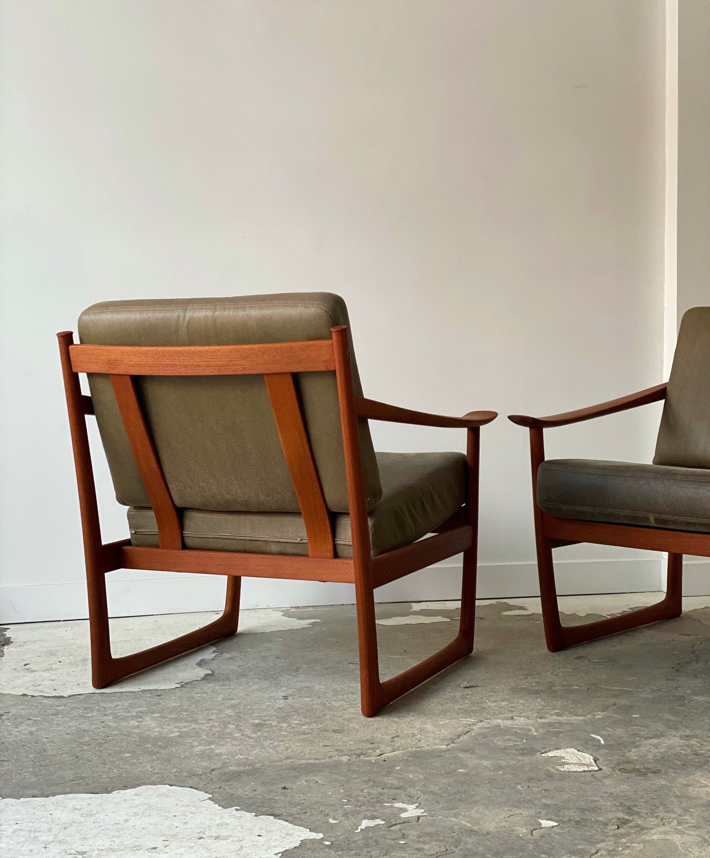 Pair of solid teak lounge chairs by Peter Hvidt and Orla Mølgaard-Nielsen for France&Son