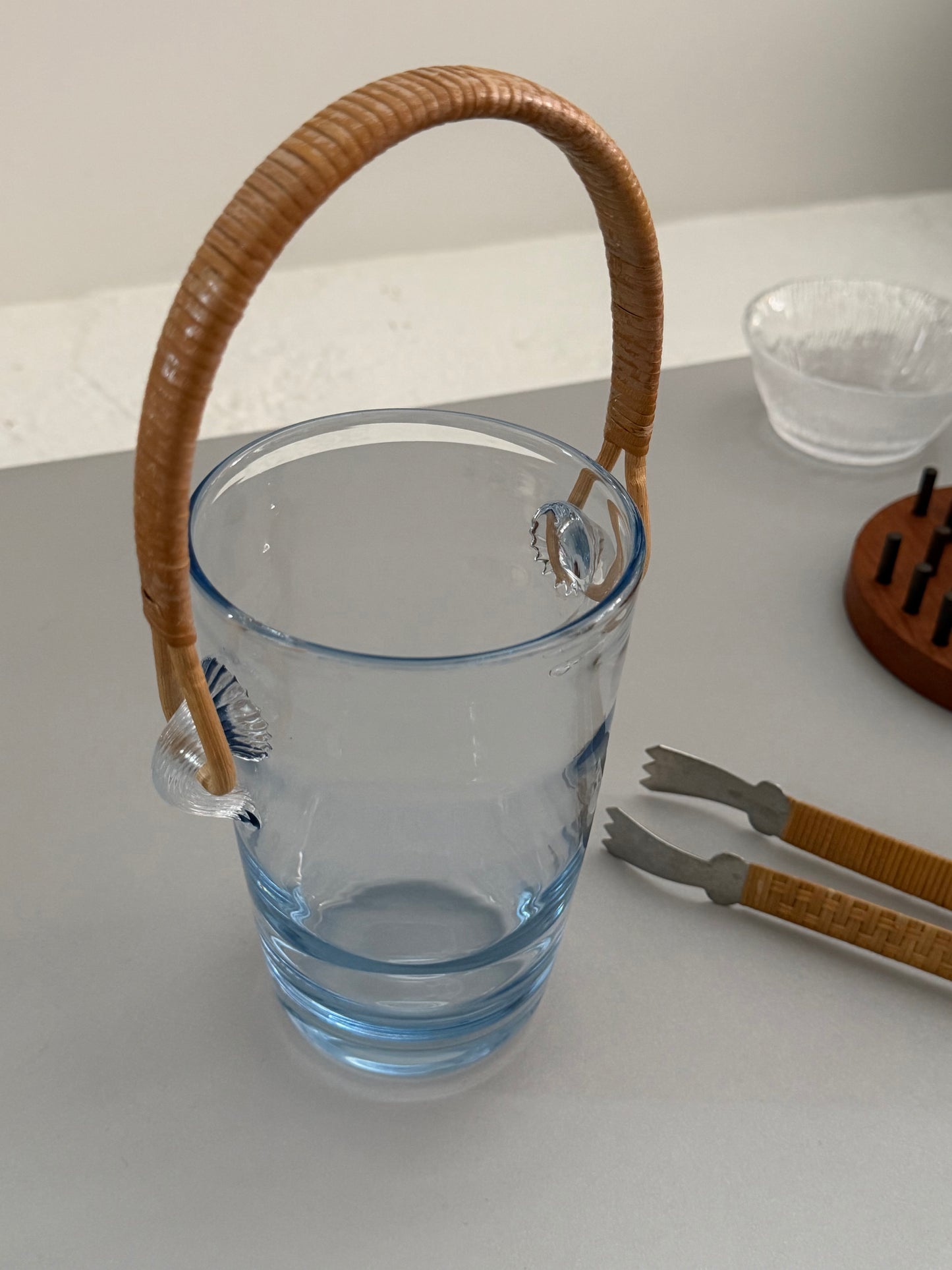 Glass ice bucket and tongs by Per Lutken for Holmegaard