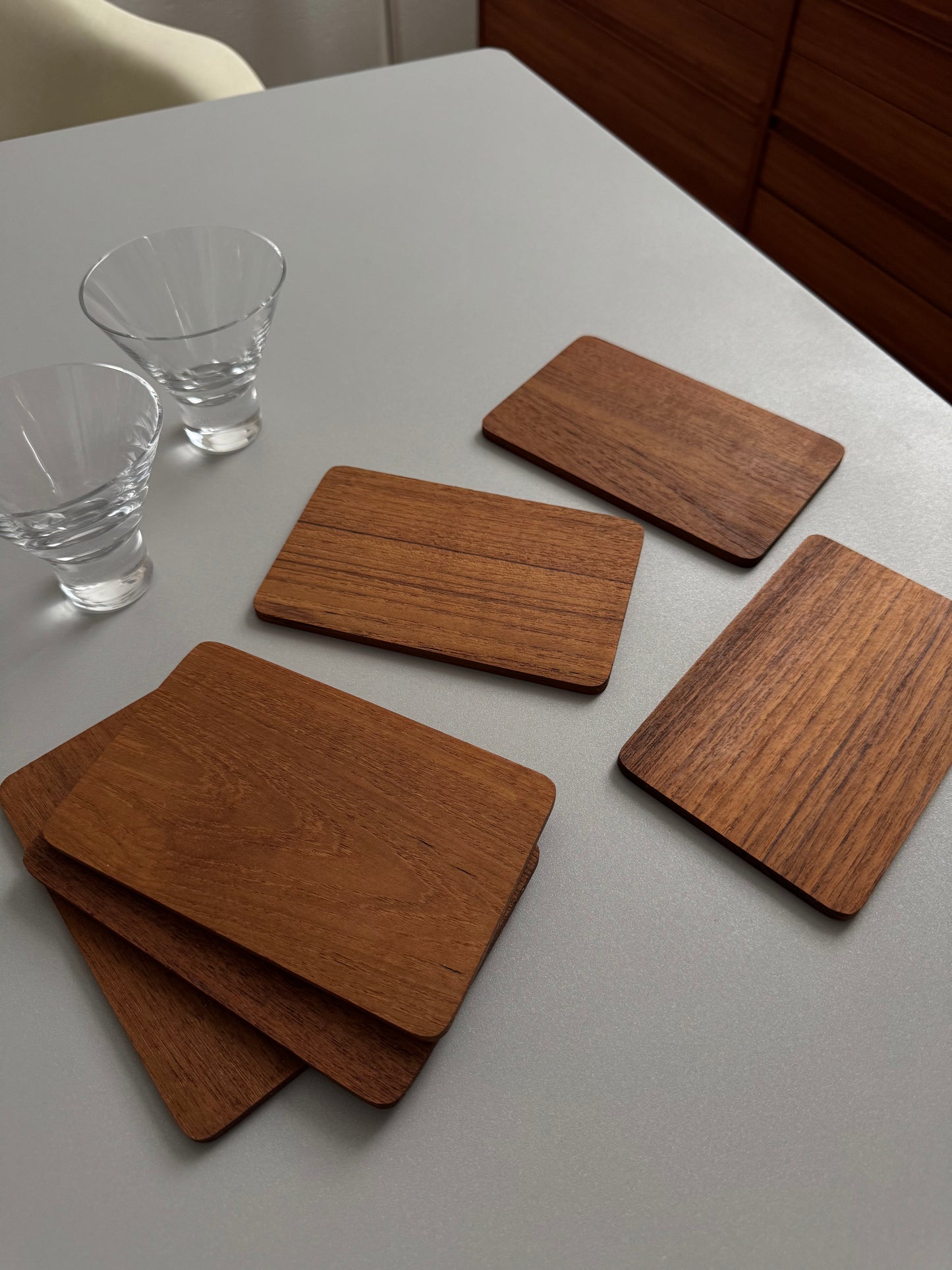 Set of 6 teak coasters