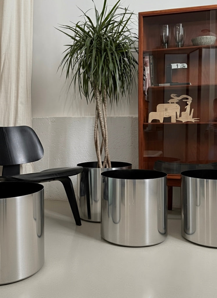 Extra large polished steel planters