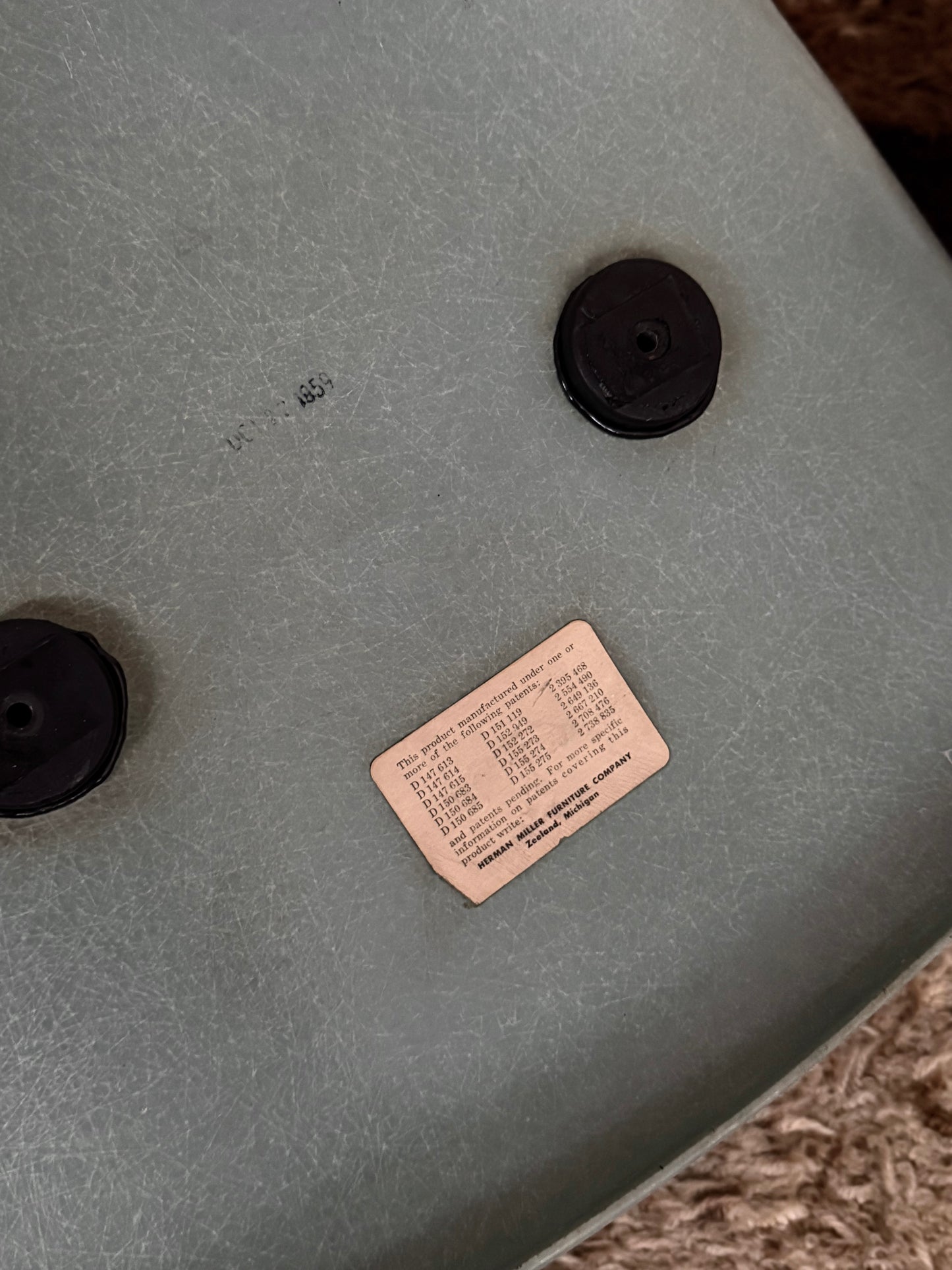 DAX seafoam fibreglass armchair by Charles & Ray Eames for Herman Miller