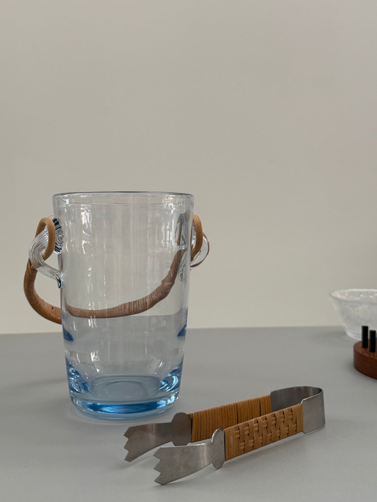 Glass ice bucket and tongs by Per Lutken for Holmegaard