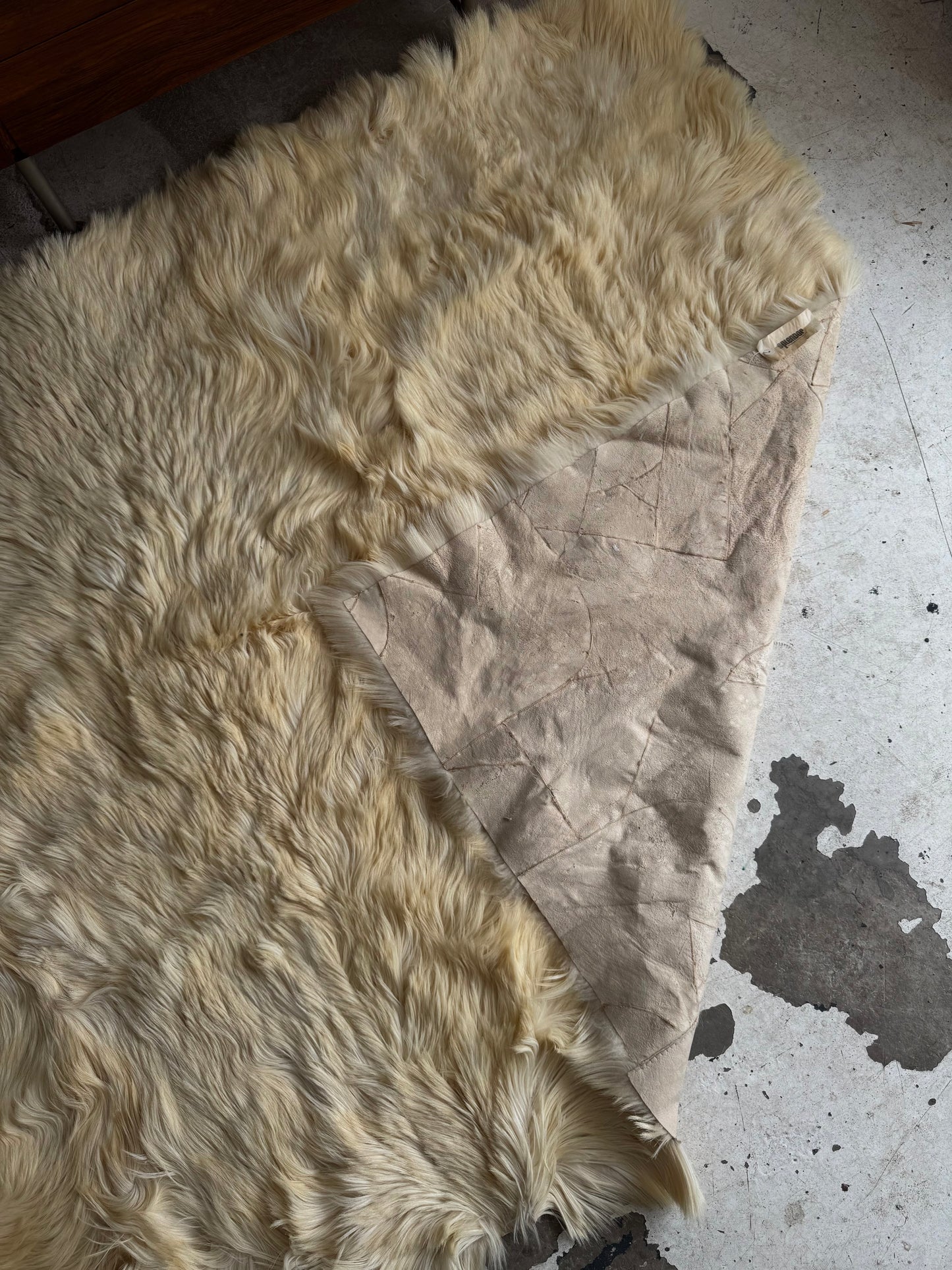 Vintage goat fur rug