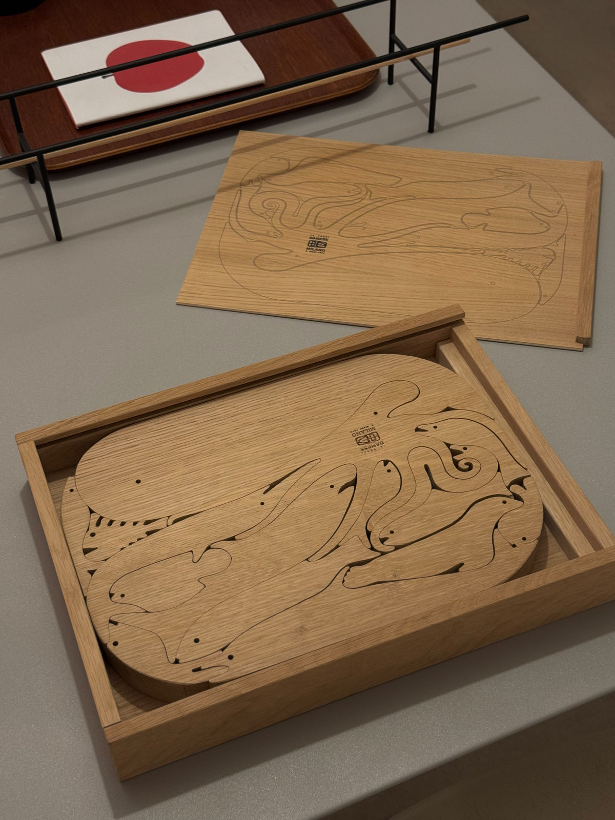 16 Pesci oak puzzle by Enzo Mari