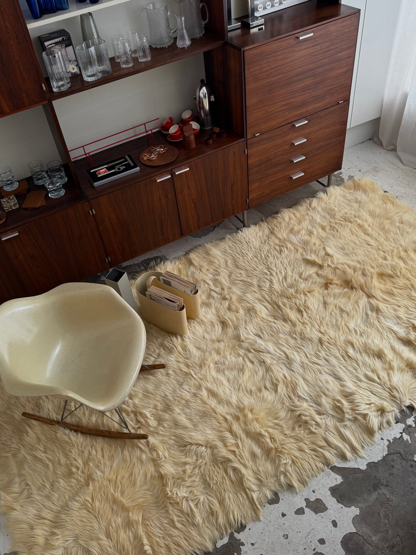 Vintage goat fur rug