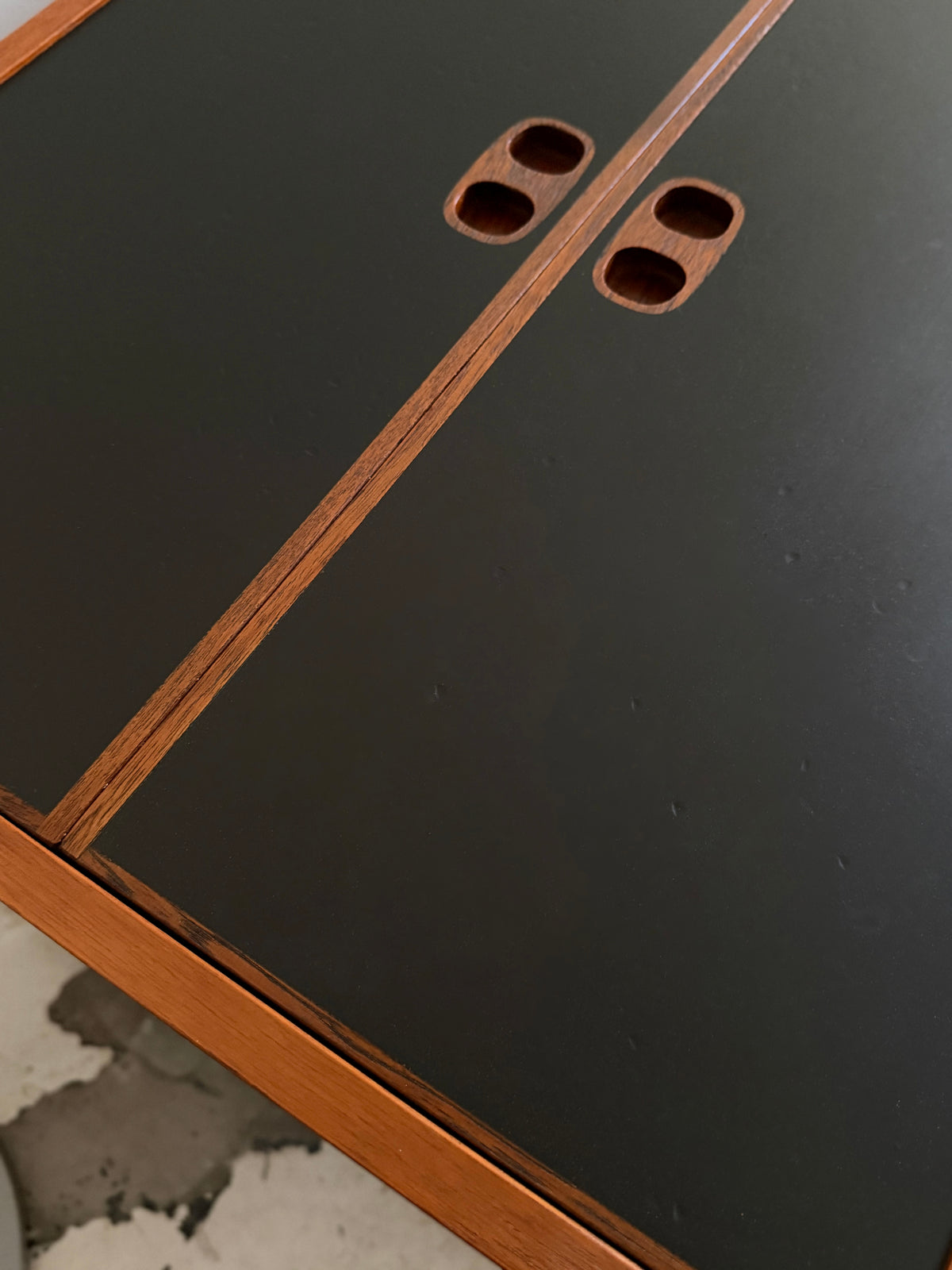 Rolling teak bar cabinet by Randers Møbelfabrik