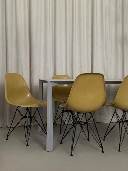 Set of four DSR fibreglass chairs by Charles & Ray Eames for Herman Miller