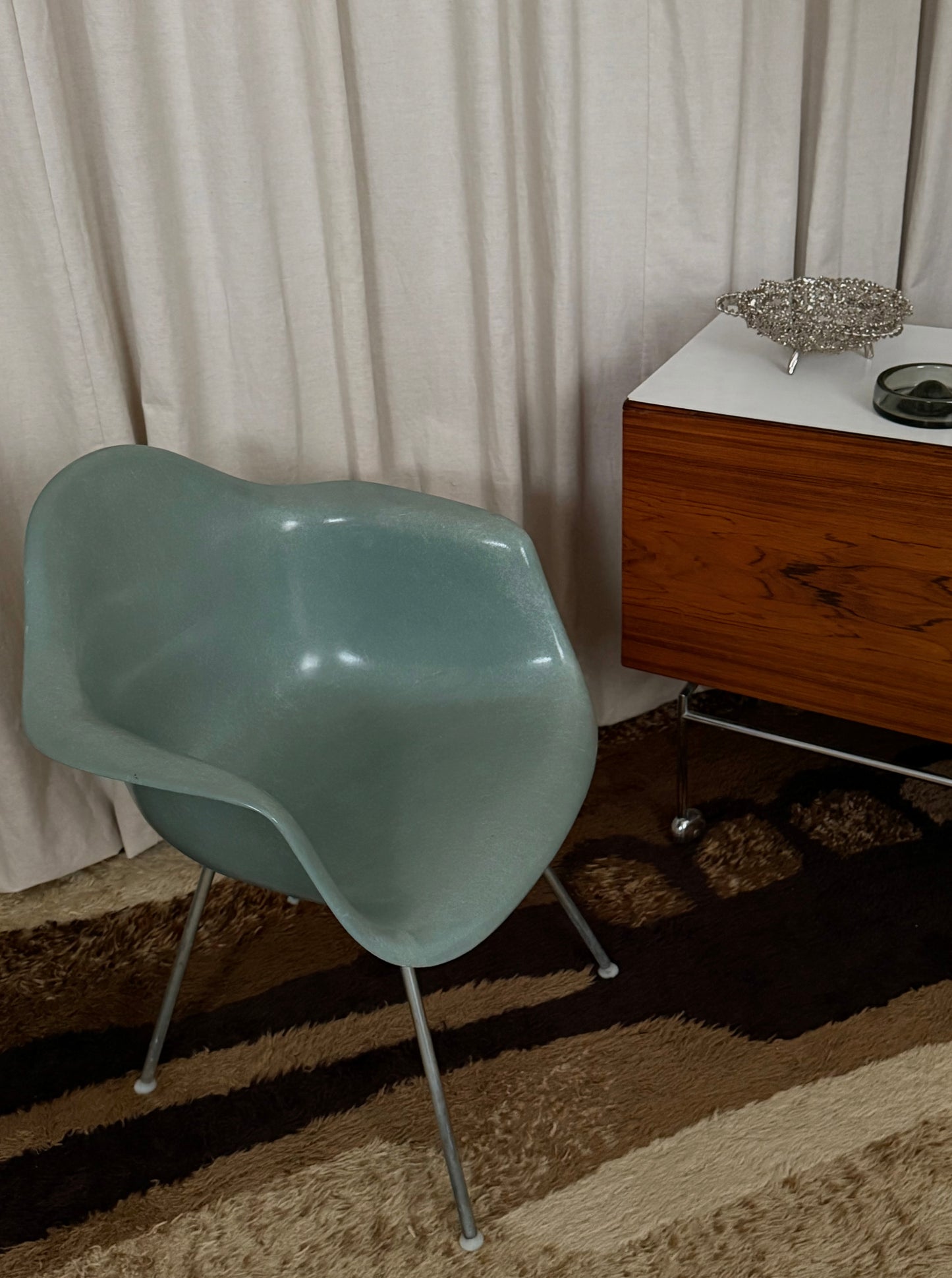 DAX seafoam fibreglass armchair by Charles & Ray Eames for Herman Miller