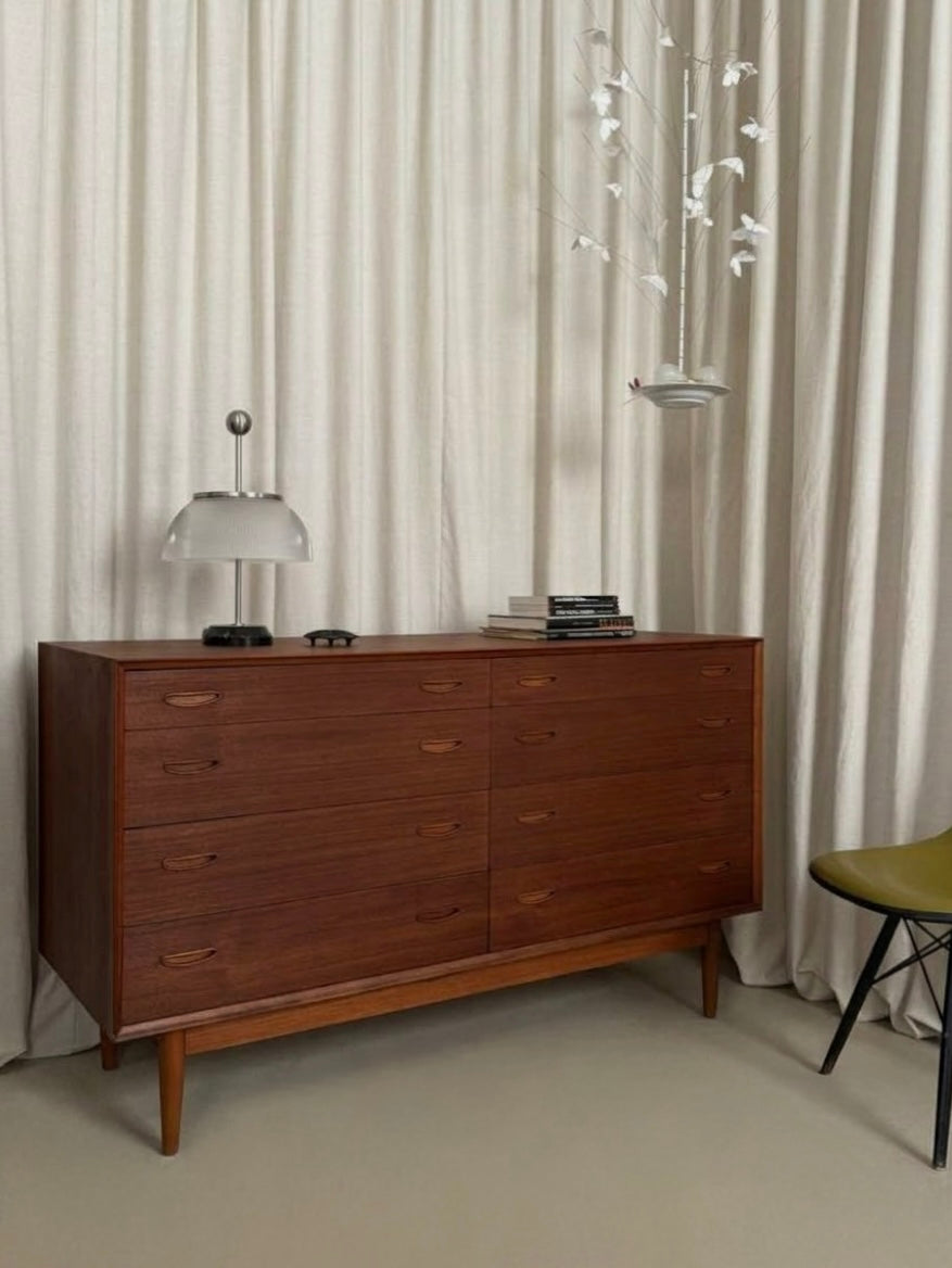 Eight-drawer teak dresser by Erik Buch for Brouers Møbelfabrik
