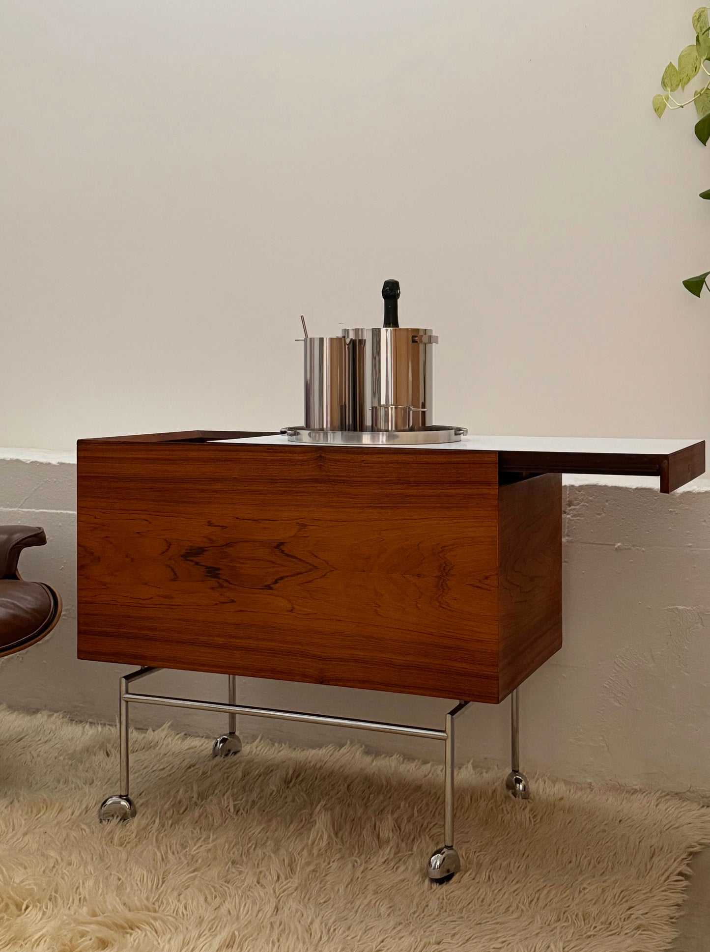 Rosewood bar cart by Poul Nørreklit for Georg Pedersen
