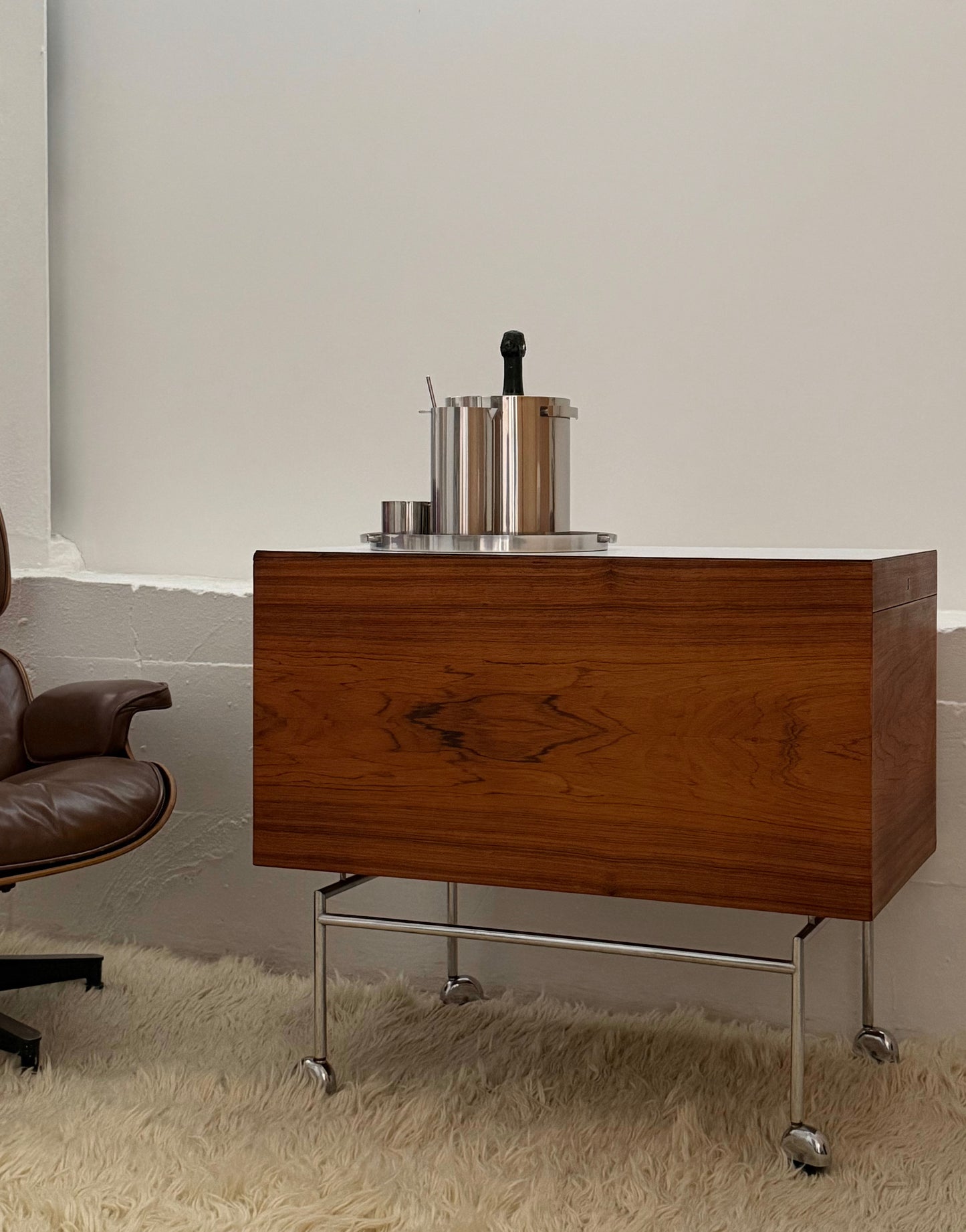 Rosewood bar cart by Poul Nørreklit for Georg Pedersen