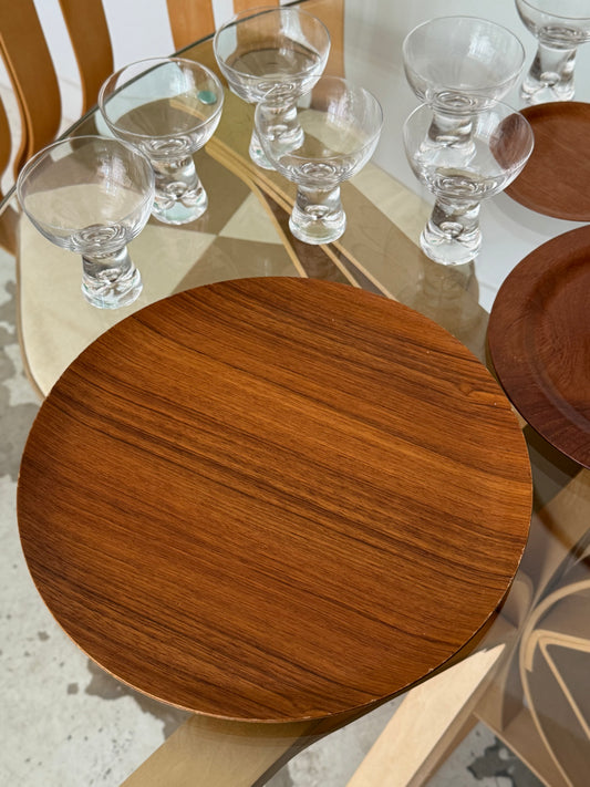 Large round teak tray