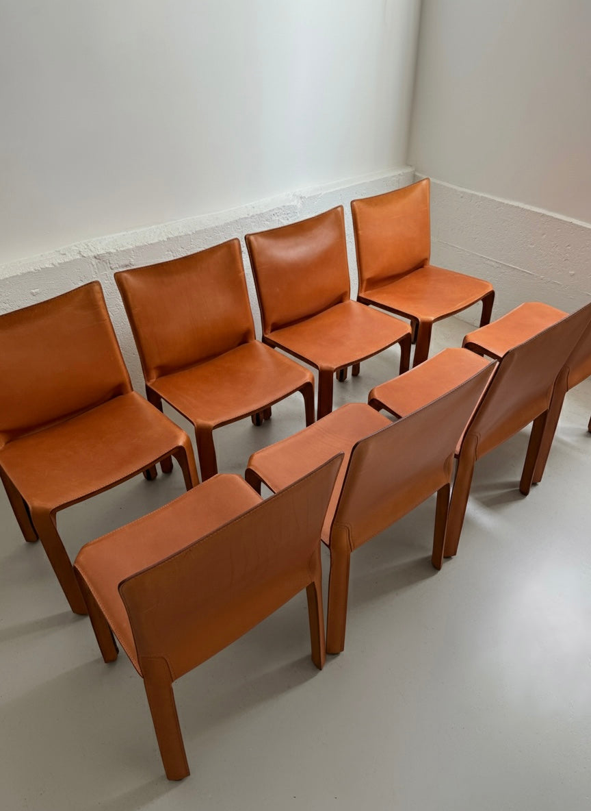 Sets of four Cab 412 chairs by Mario Bellini for Cassina