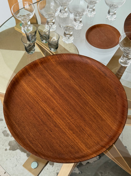 Large round teak tray by Ary