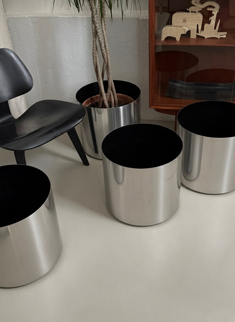 Extra large polished steel planters