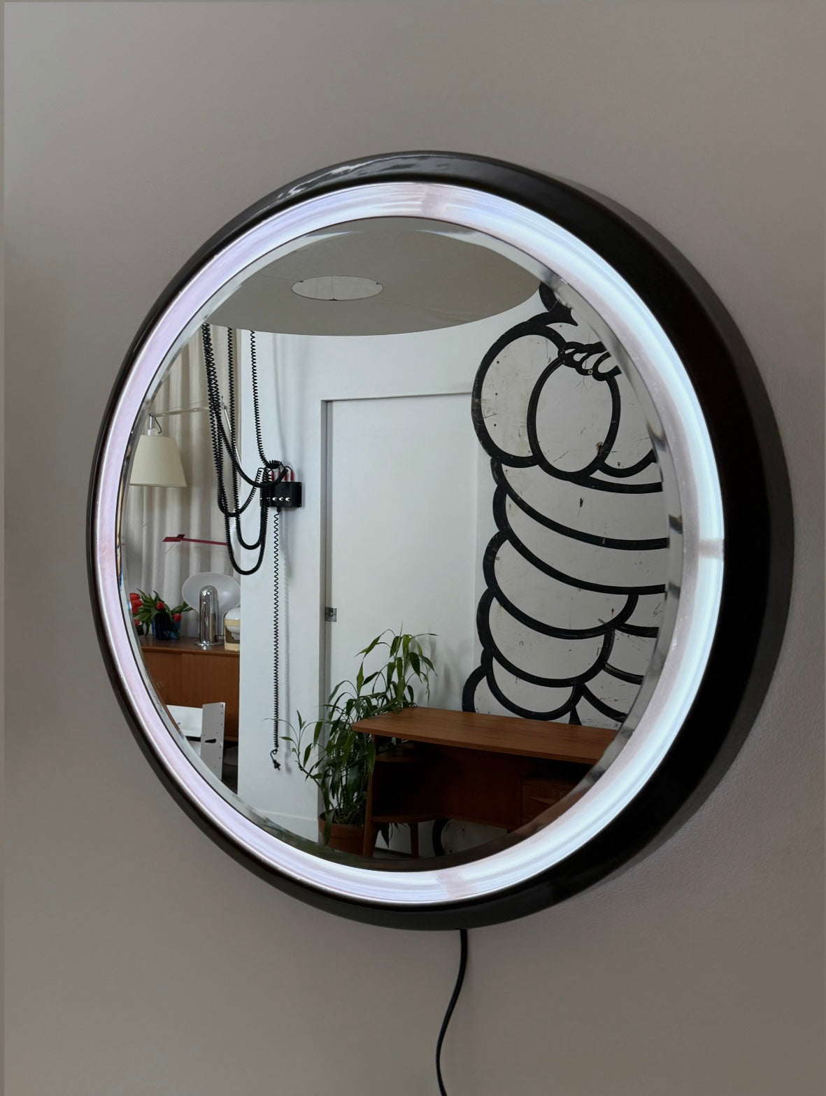 Backlit fibreglass mirror