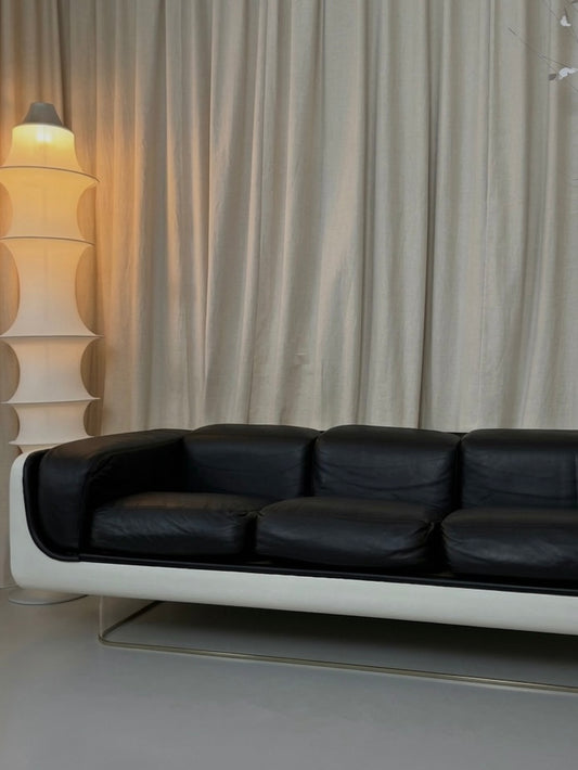 Fibreglass and leather sofa by William Andrus for Steelcase
