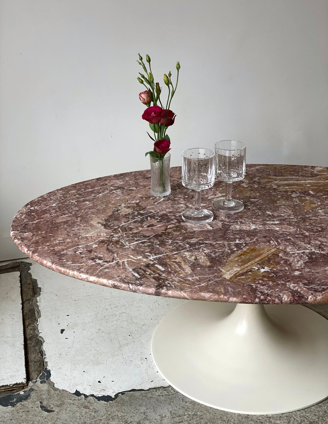 Tulip coffee table with marble top by Burke