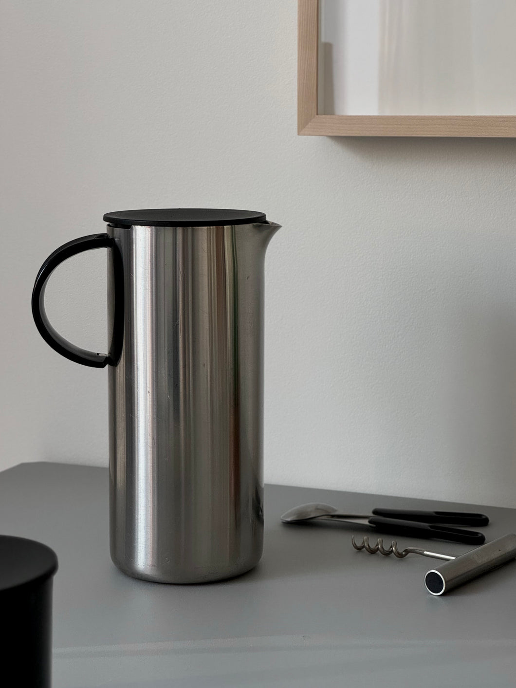 Stainless steel juice jug by Erik Magnussen for Stelton