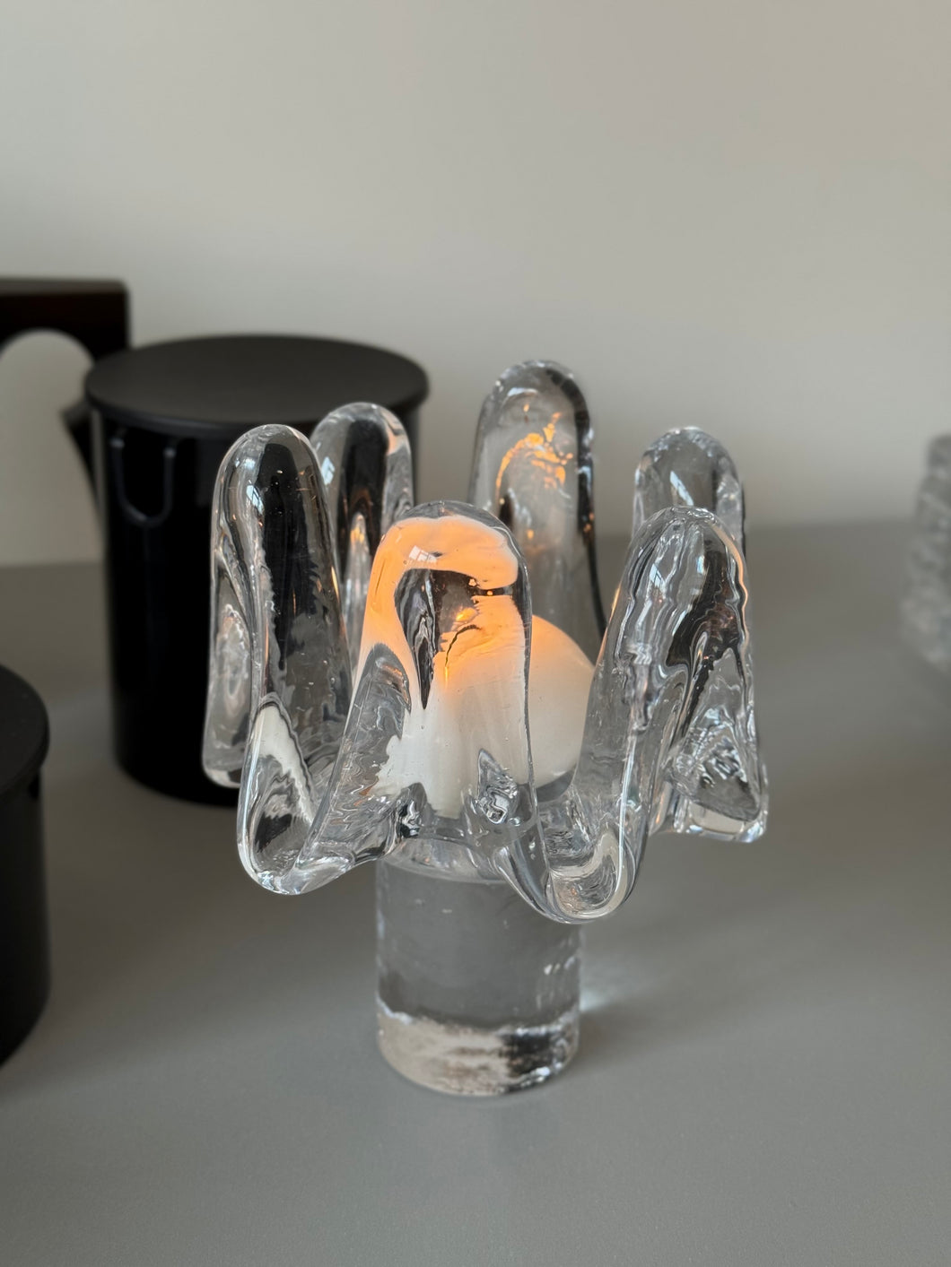 Bougeoir chauffe-plat scandinave en cristal