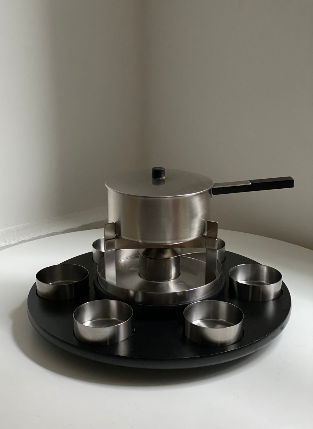 Service à fondue en acier inoxydable par Peter Holmblad pour Stelton