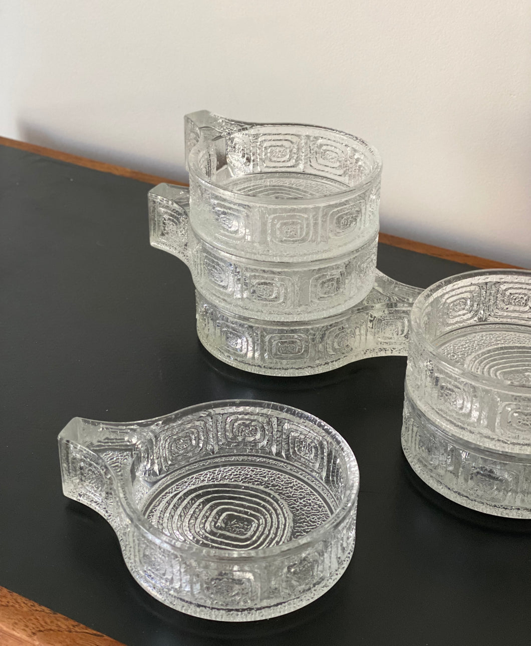 Set of 6 crystal bowls by Oberglas