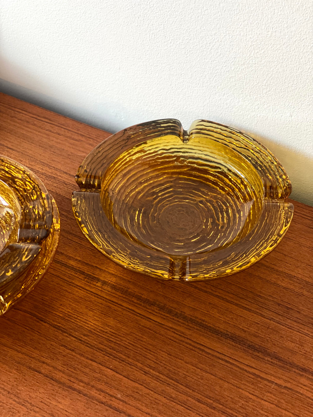 Pressed glass ashtray by Blenko